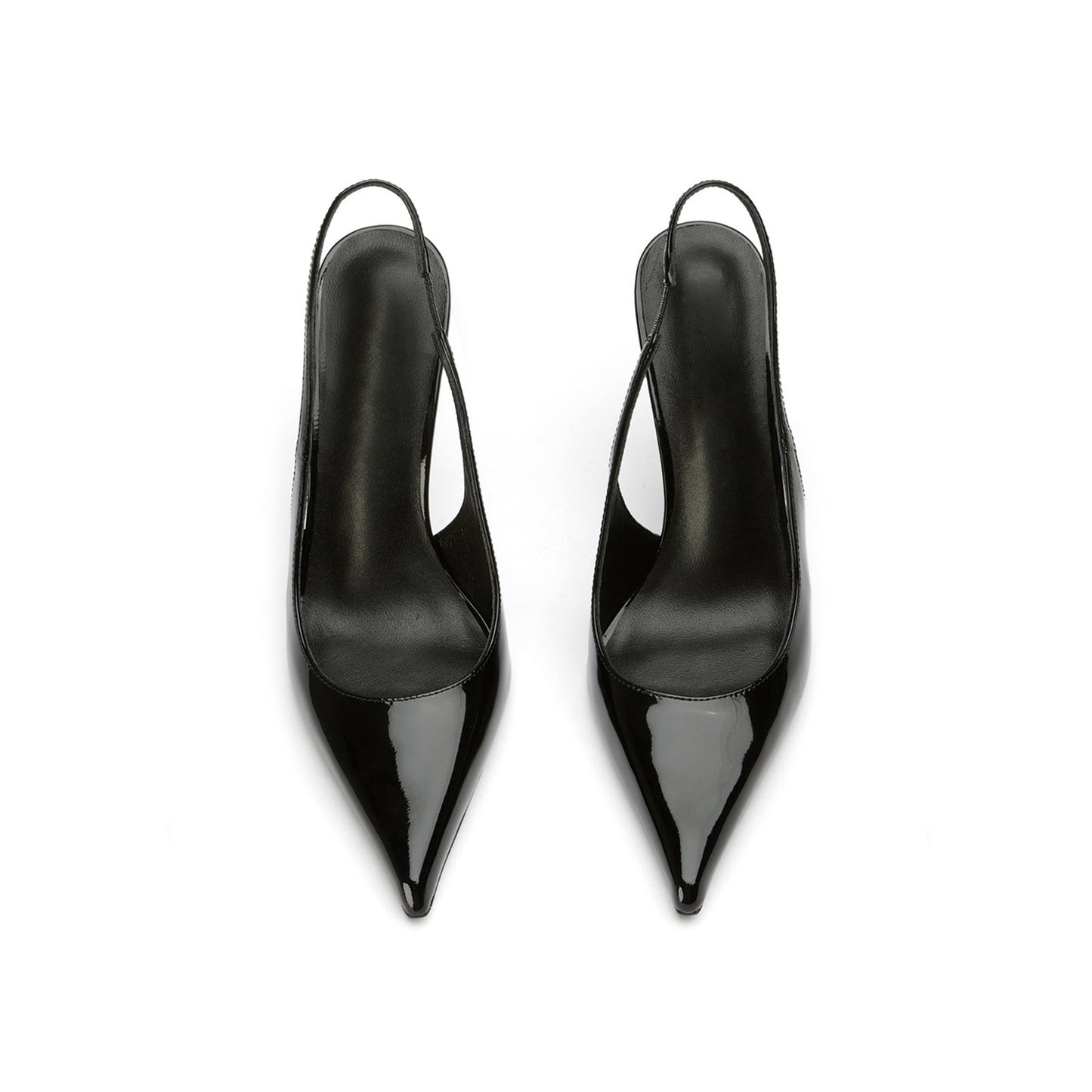Patent Black Pointed-Toe Classic Slip-On Slingback High Heels
