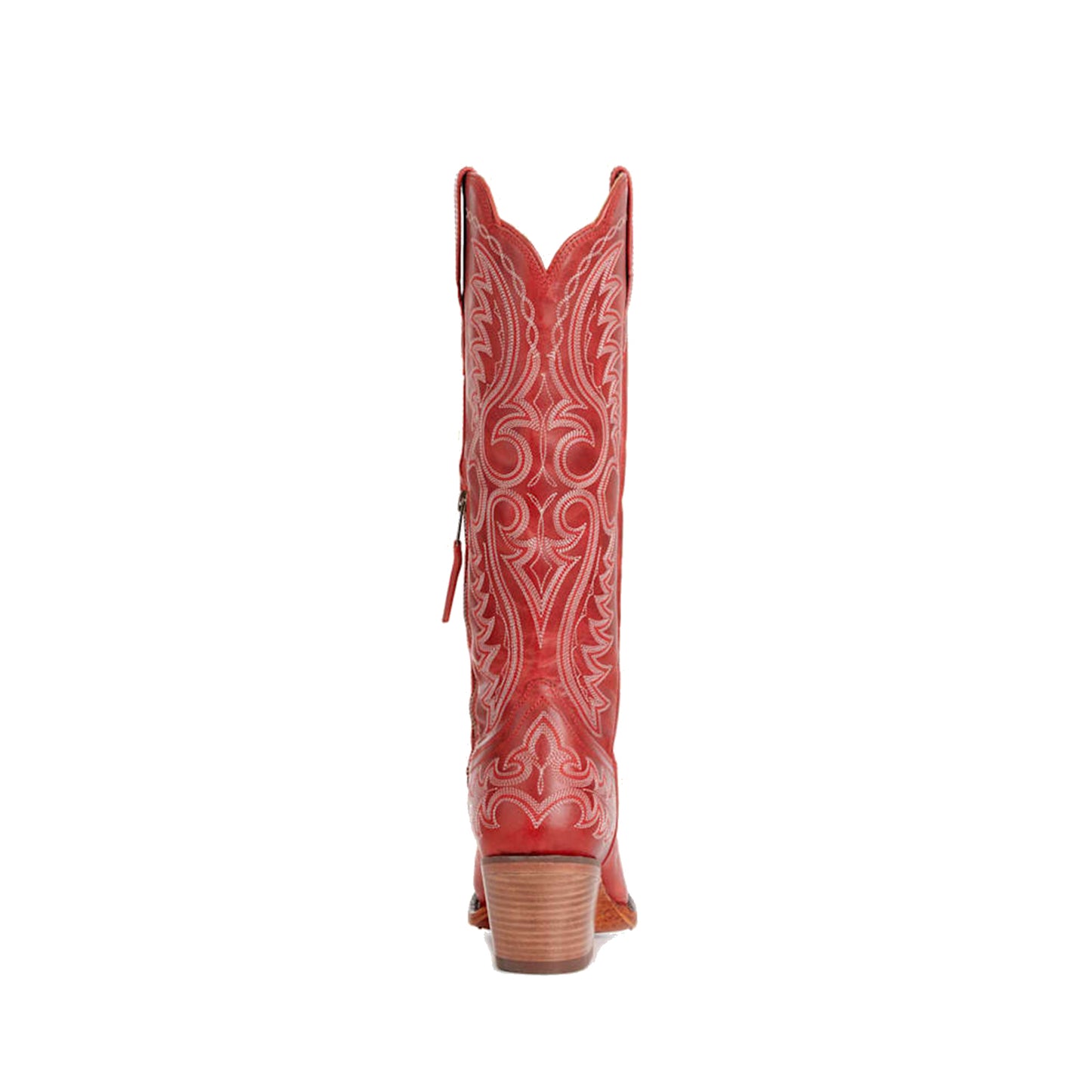 Dark Red Snip-Toe Chic Embroidery Half-Zip Knee High Cowgirl Boots