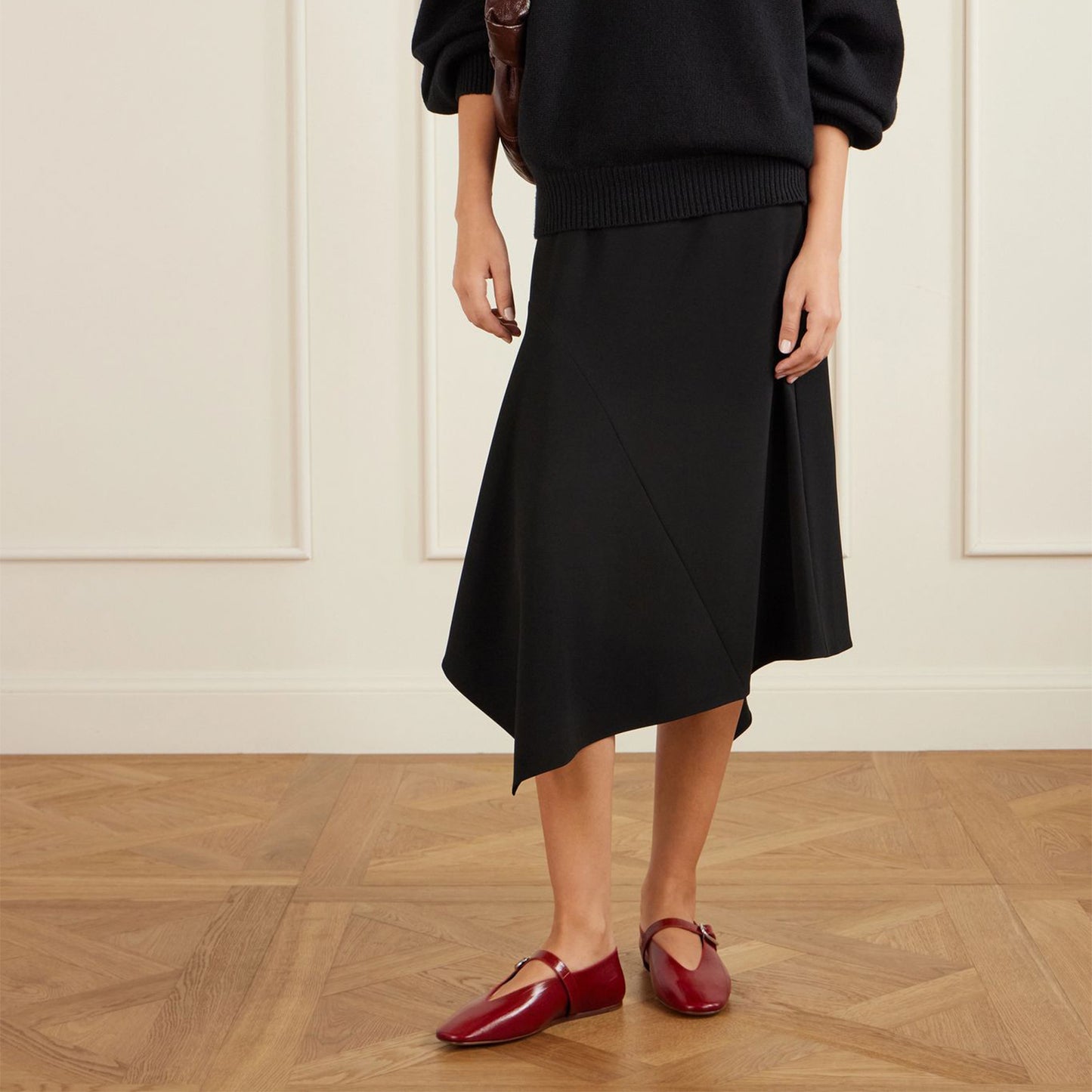 Red Eel Print Square-Toe Chic Mary Jane Classic Ballet Flats
