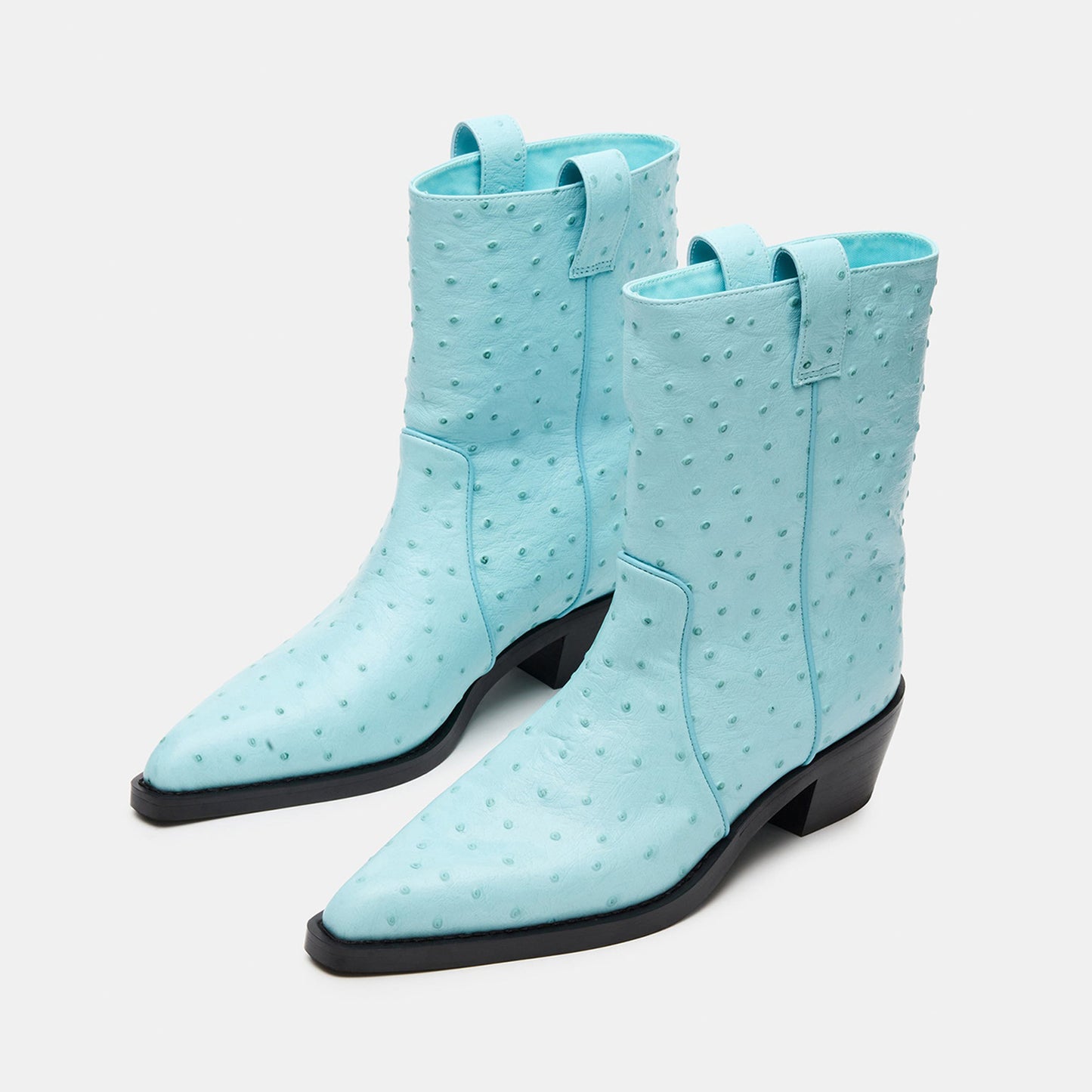 Turquoise Snip-Toe Chic Slip-On Ankle Cowgirl Boots