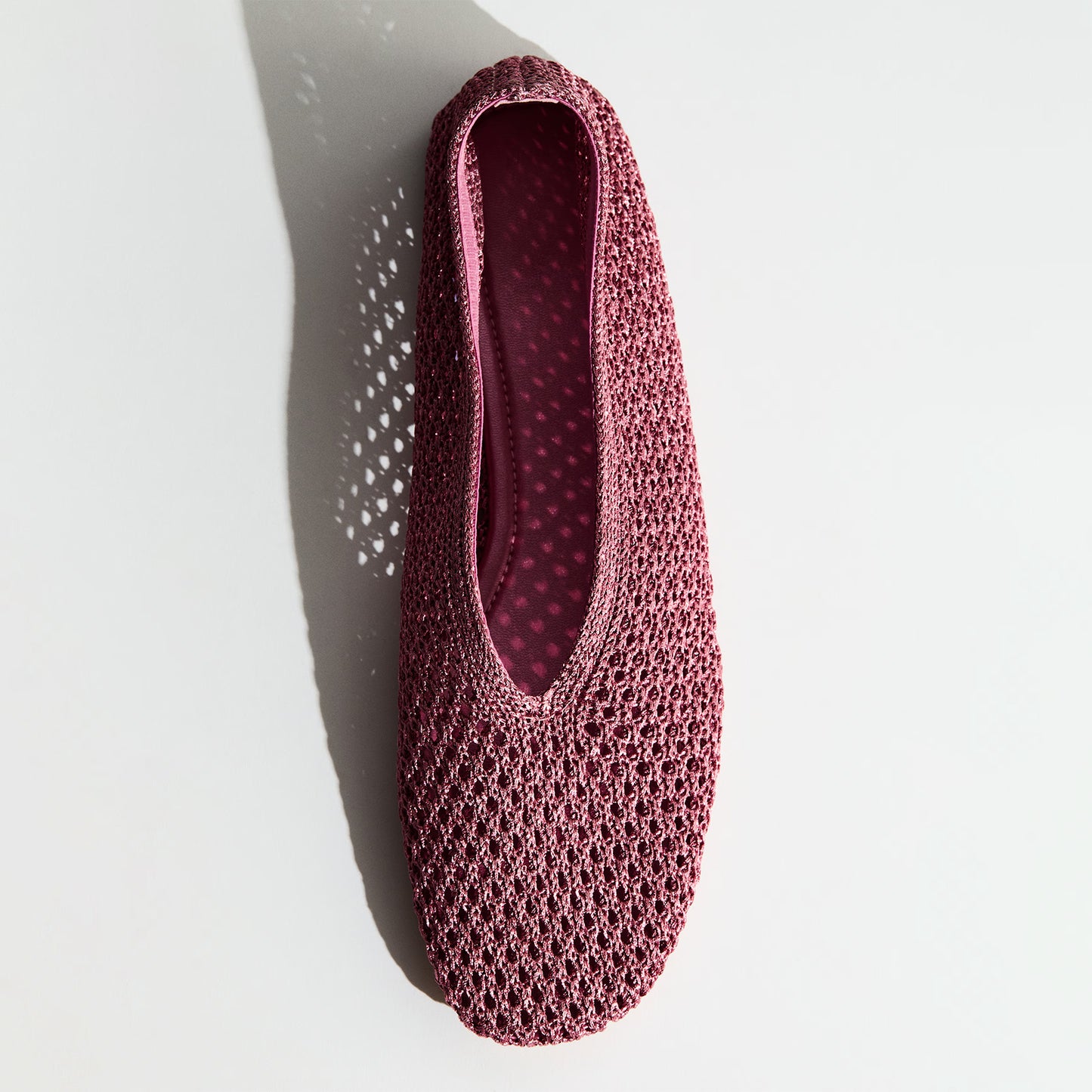 Pink Woven Square-Toe Simple Slip-On Ballet Classic Flats