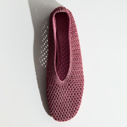 Pink Woven Square-Toe Simple Slip-On Ballet Classic Flats