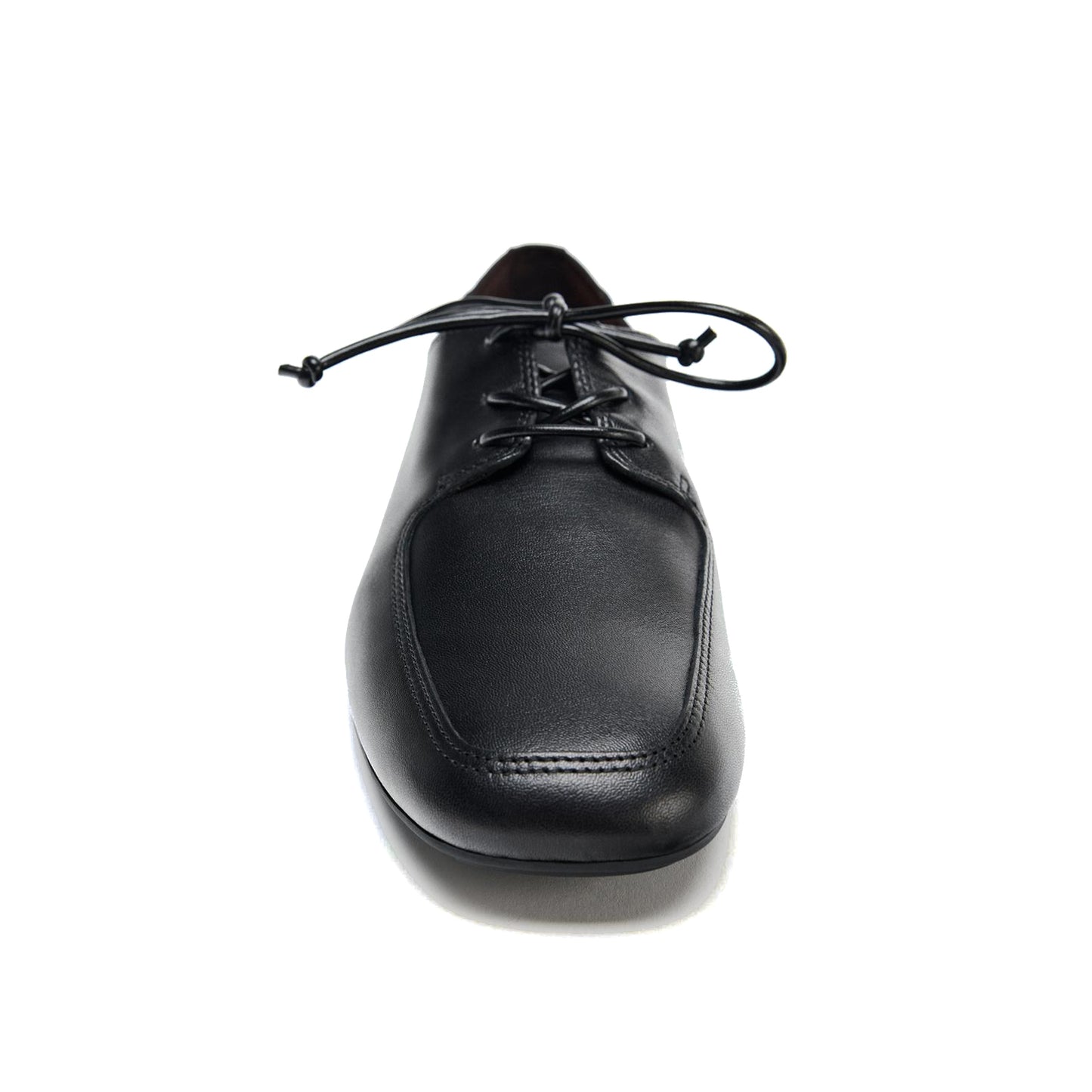 Black Square-Toe Classic Lace-Up Flats