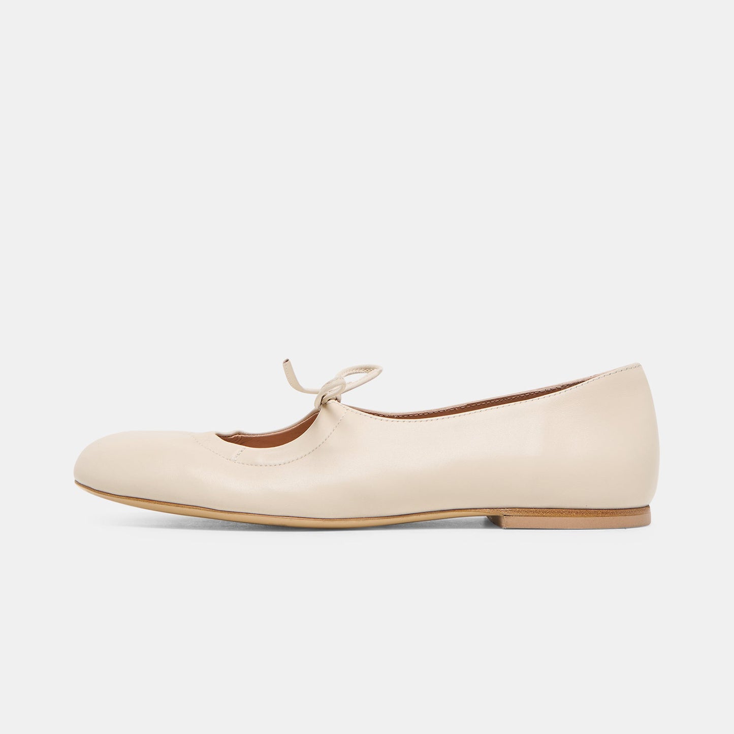 Ivory Round-Toe Middle Strap Slip-On Ballet Flats