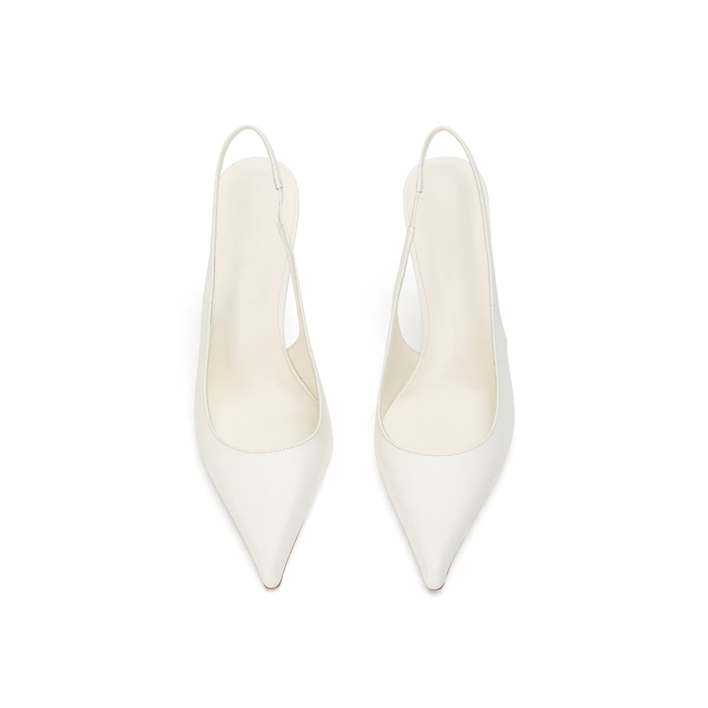 White Pointed-Toe Classic Slip-On Slingback High Heels