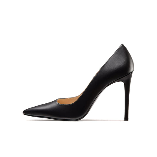 Black Pointed-Toe Slip-On High Heels