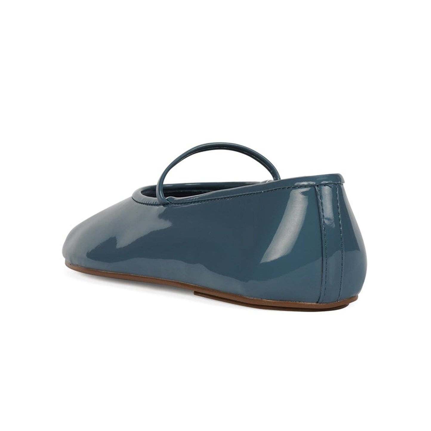 Patent Dusty Blue Round-Toe Mary Jane Chic Ballet Flats