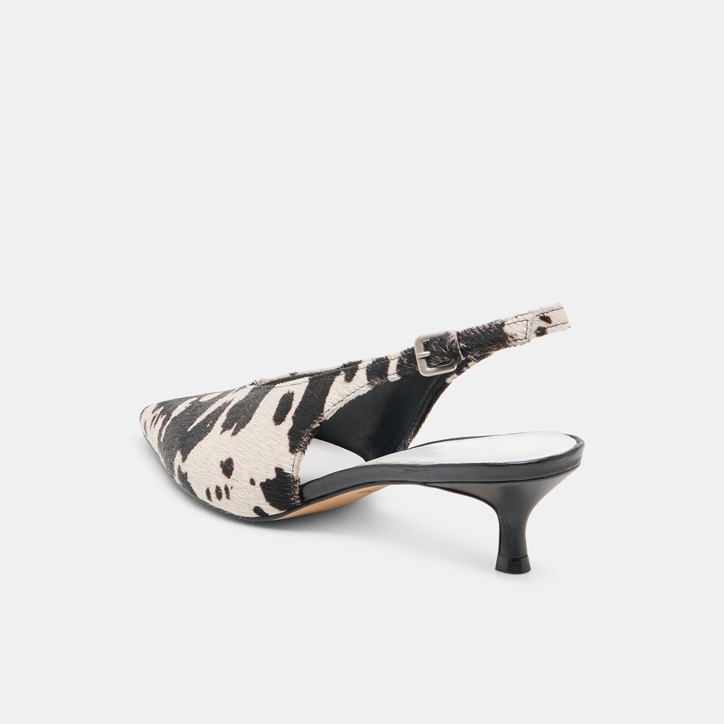 Cow Pony Hair Print Classic Pointed-Toe Slip-On Slingback Kitten Heels