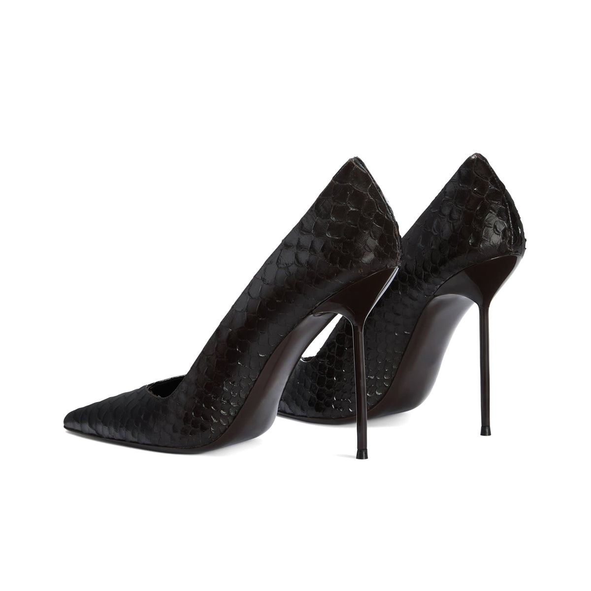 Snakeskin Pattern Vegan Leather Pointed-Toe Slip-On Pumps High Heels