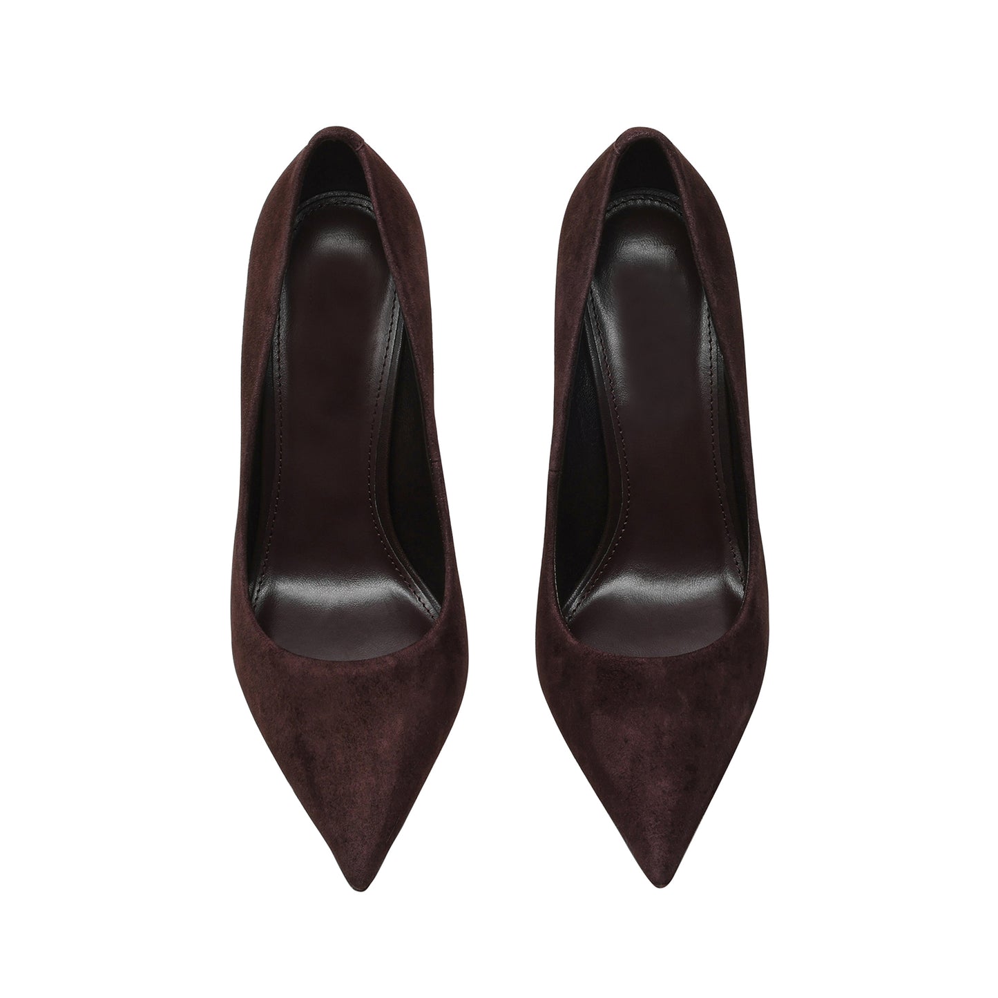 Brown Faux Suede Classic Pointed-Toe Slip-On High Heels Pumps