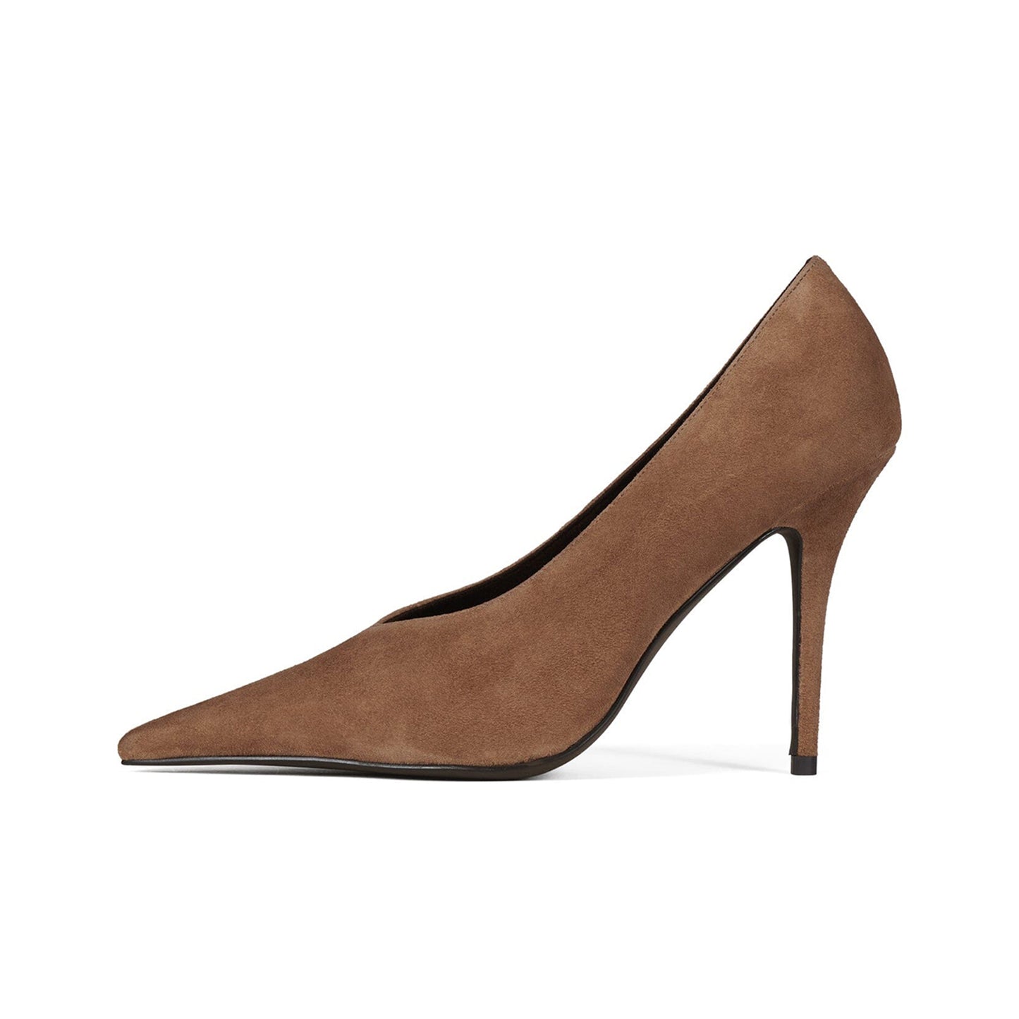 Brown Faux Suede Pointed-Toe Classic Stiletto High Heels