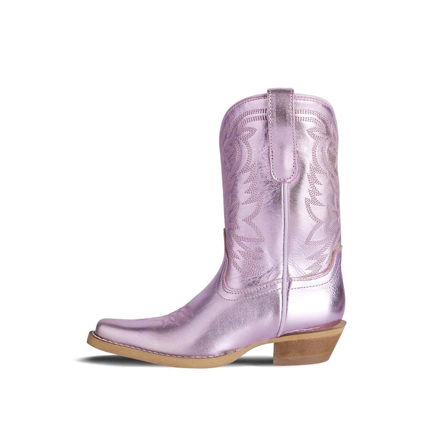 Metallic Lavender Snip-Toe Western Embroidery Ankle Classic Cowgirl Boots