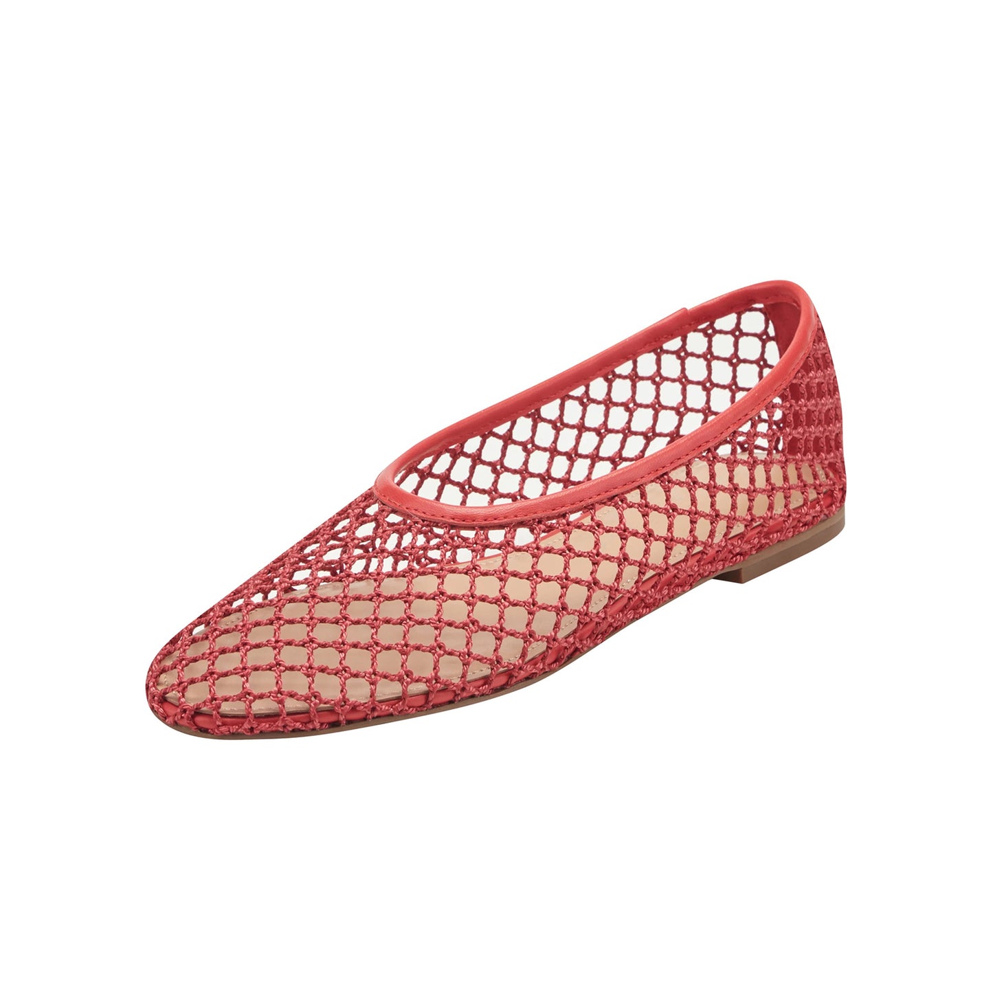 Red Mesh Round-Toe Classic Slip-On Stylish Ballet Flats