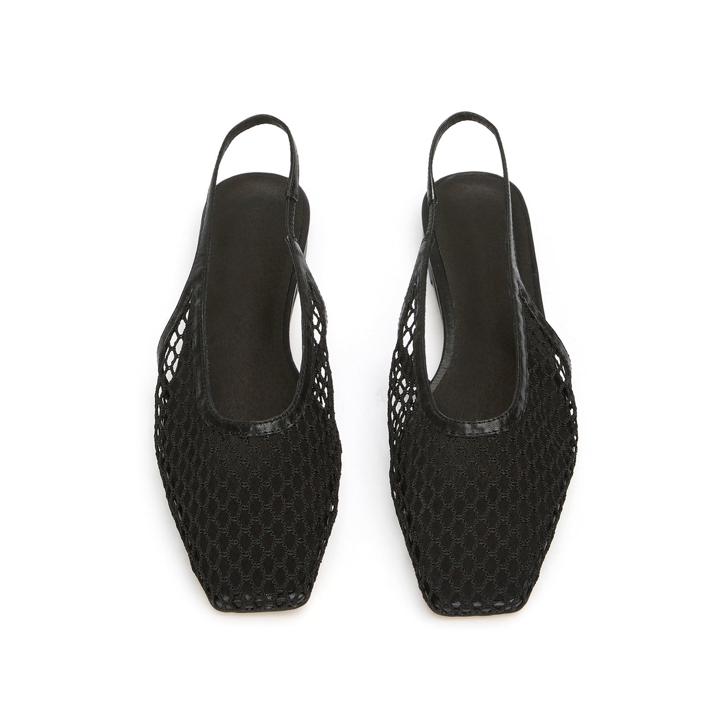Black Mesh Square-Toe Sleek Slip-On Slingback Flats