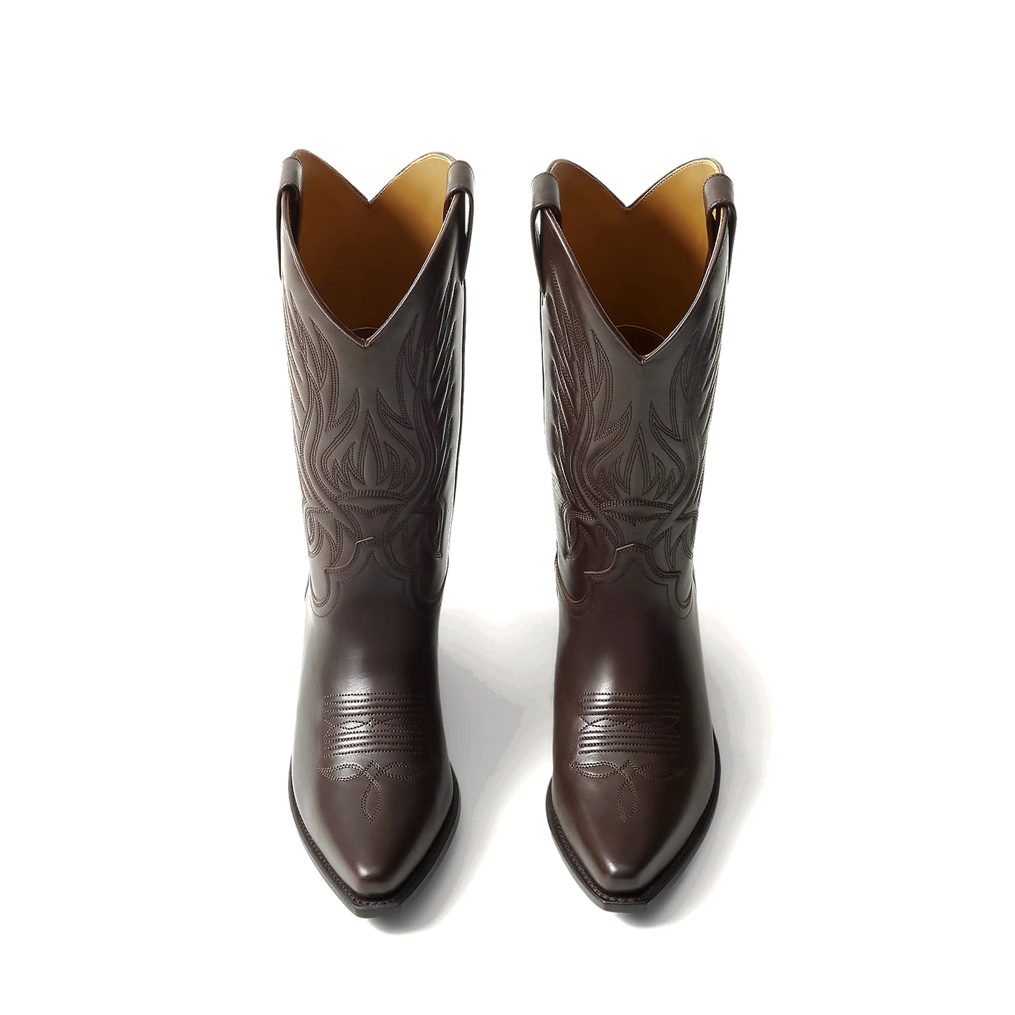Chocolate Snip-Toe Chic Embroidery Western Mid Calf Cowgirl Boots