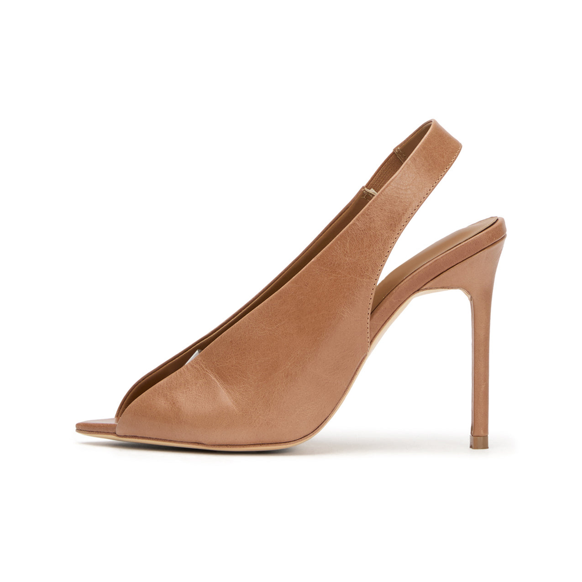 Tan Pointed-Toe Front Transparent TPU Film Slingback High Heels