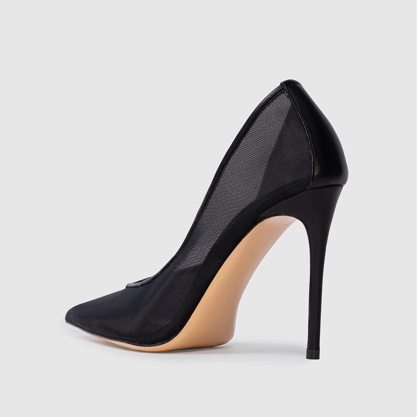Black Mesh Pointed-Toe Classic Backless High Heels