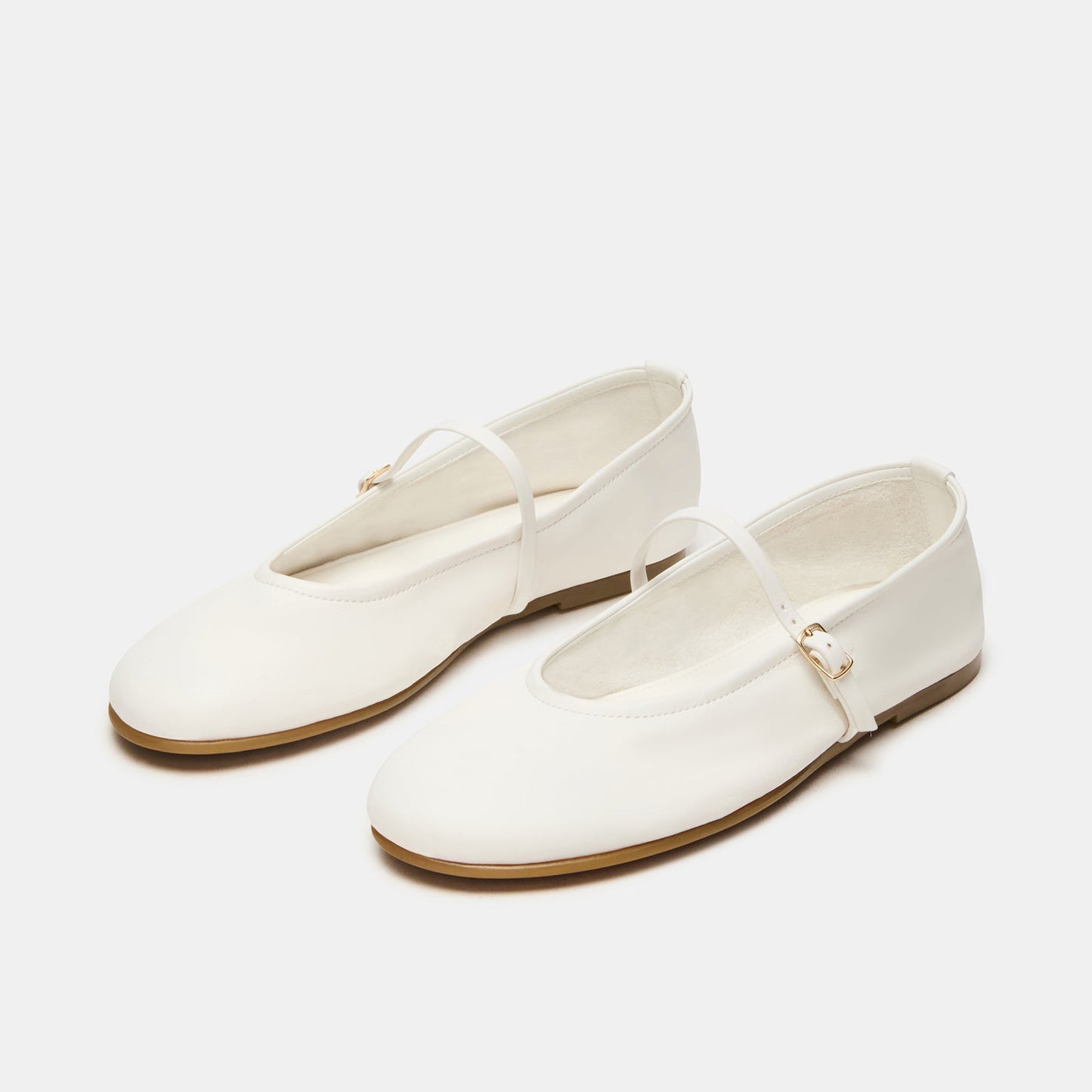 Bone Round-Toe Buckle Mary Jane Classic Ballet Flats