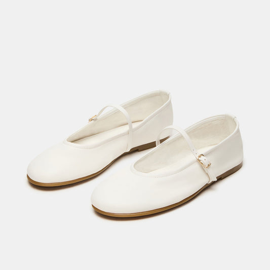 Bone Round-Toe Buckle Mary Jane Classic Ballet Flats