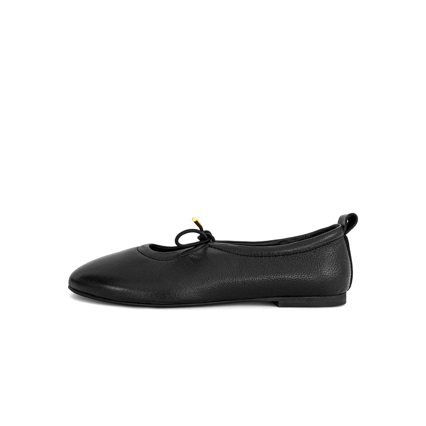 Black Round-Toe Lace-Up Ballet Classic Flats