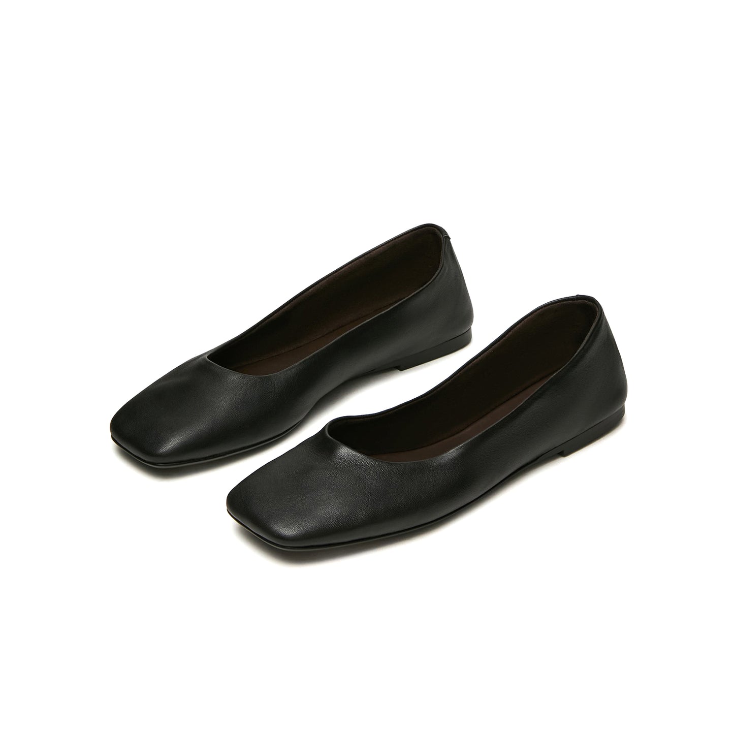 Black Square-Toe Slip-On Stylish Flats