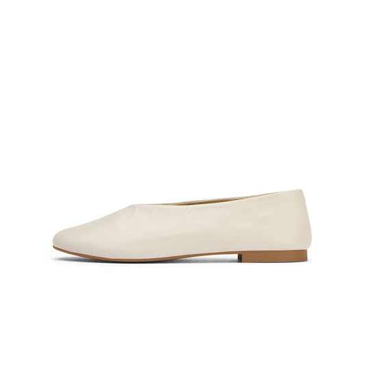 Ivory Round-Toe Sleek Slip-On Ballet Flats