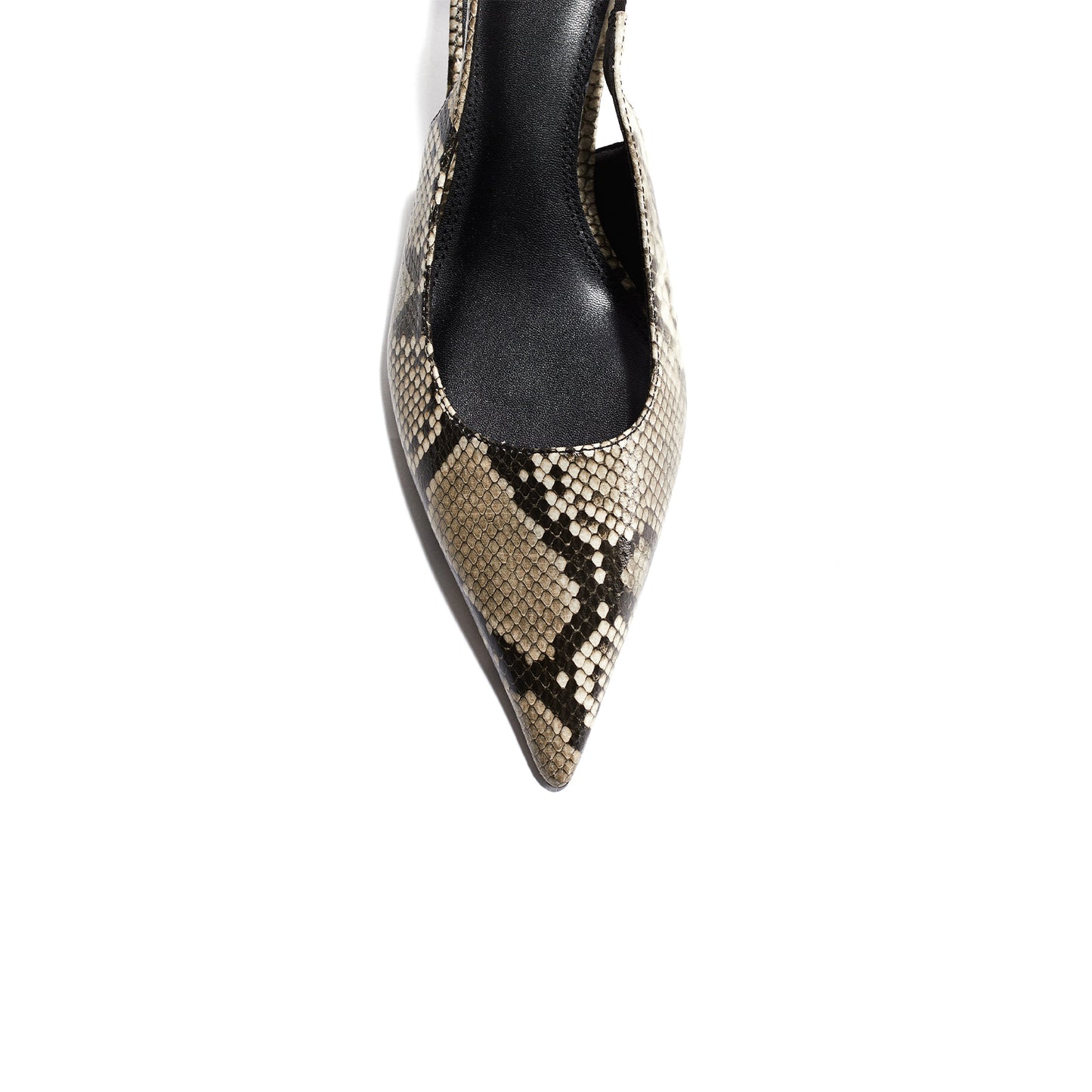Snakeskin Print Pointed-Toe Slingback Slip-On Kitten Heels