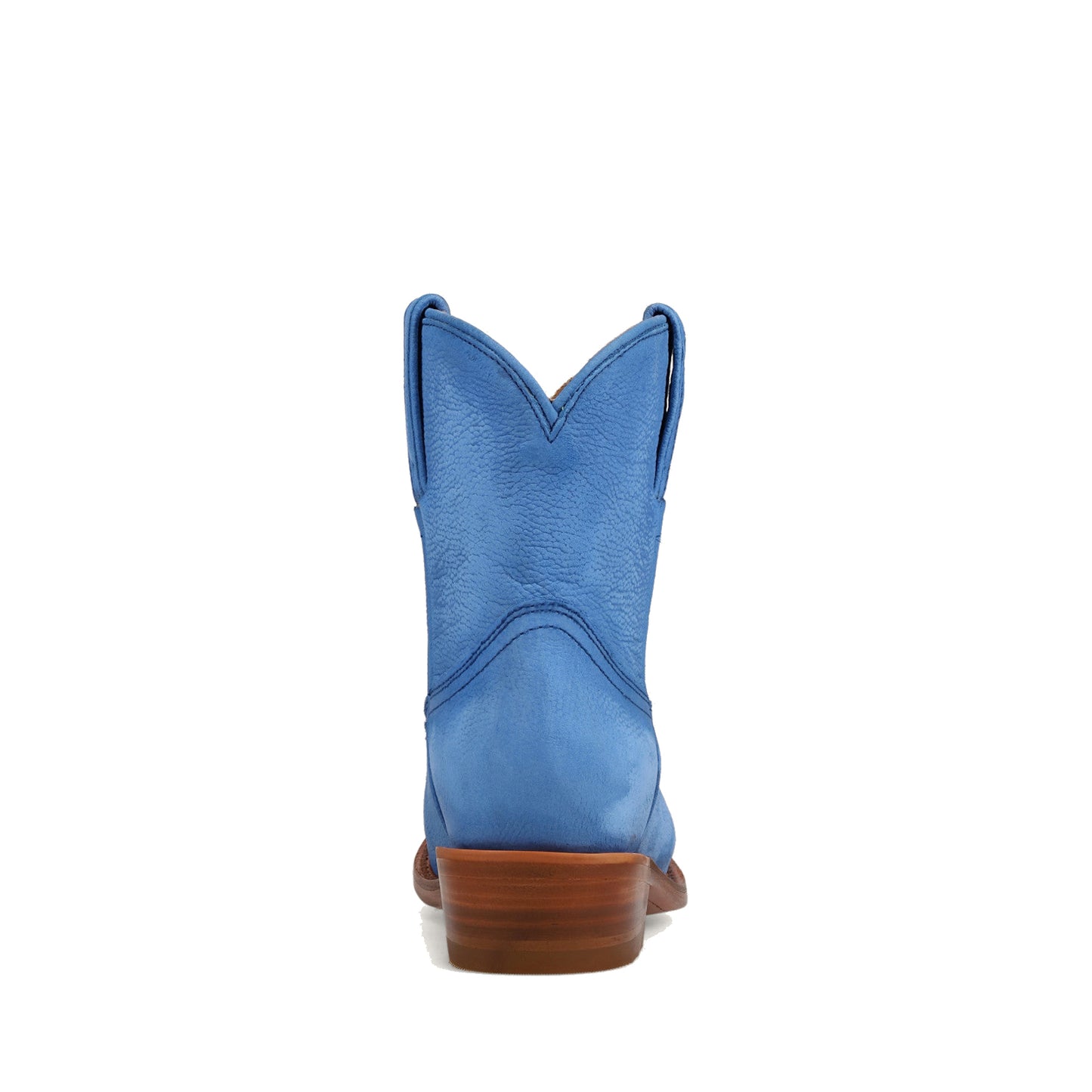 Blue Round-Toe Simple Slip-On Ankle Cowgirl Boots