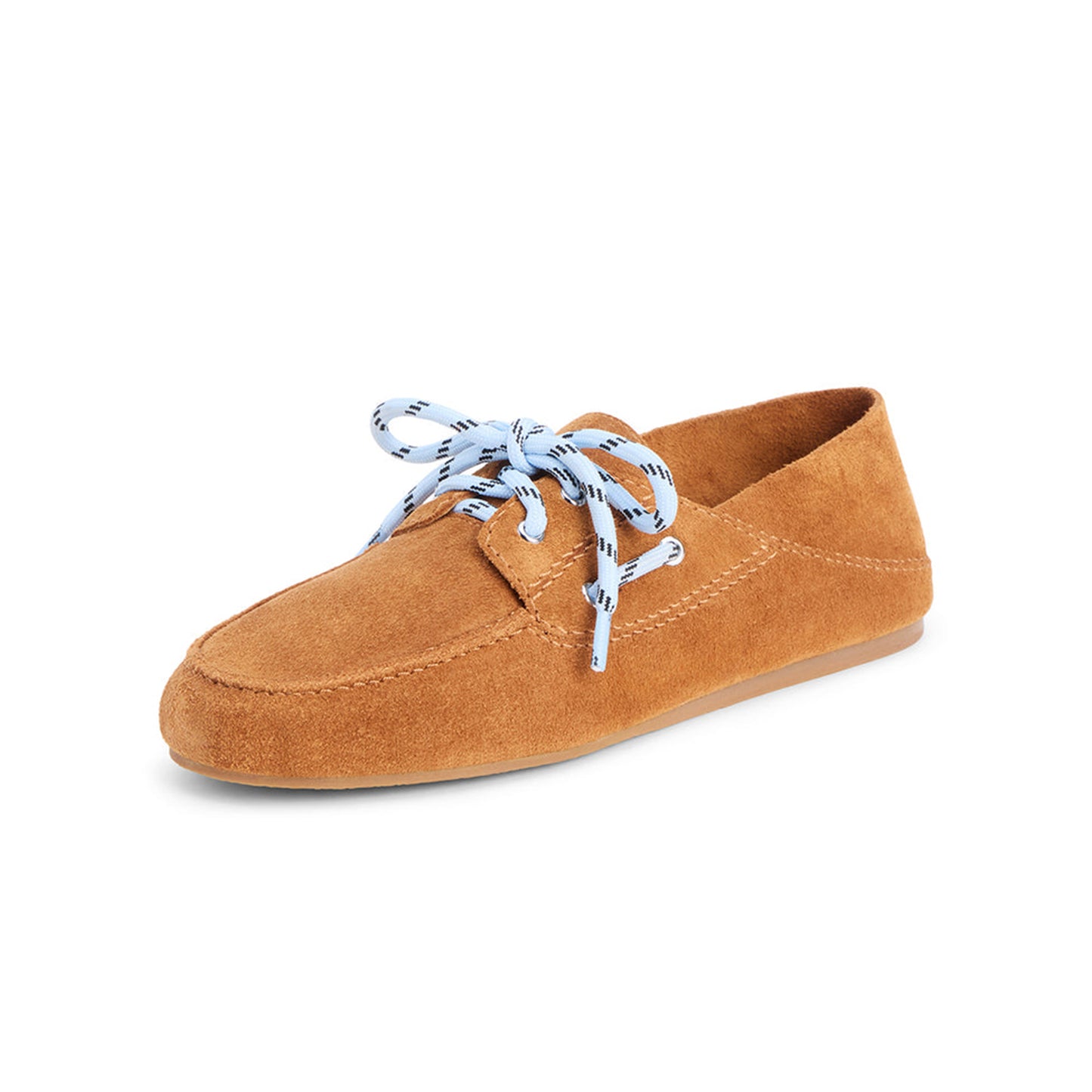 Brown Cow Suede Round-Toe Lace-Up Boat Shoes Flats