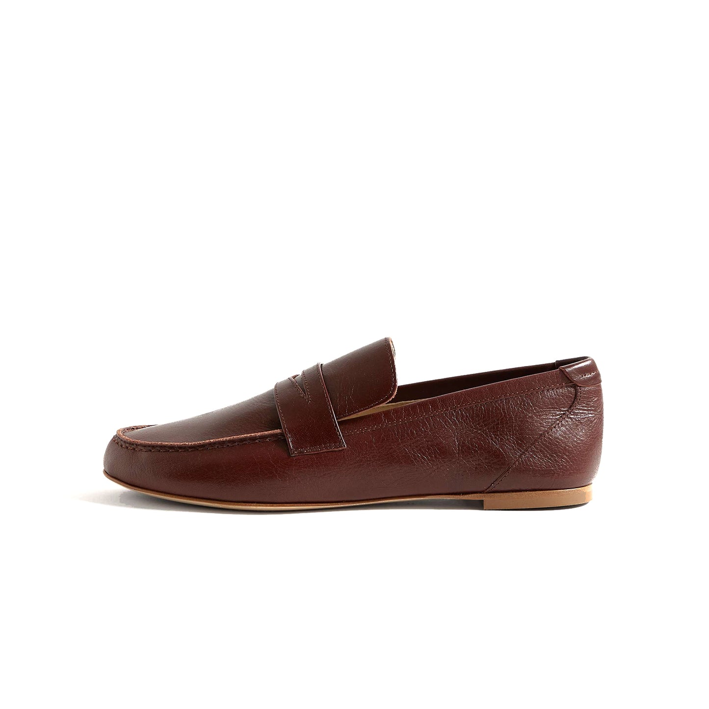 Burgundy Vegan Leather Round-Toe Slip-On Chic Loafers Flats