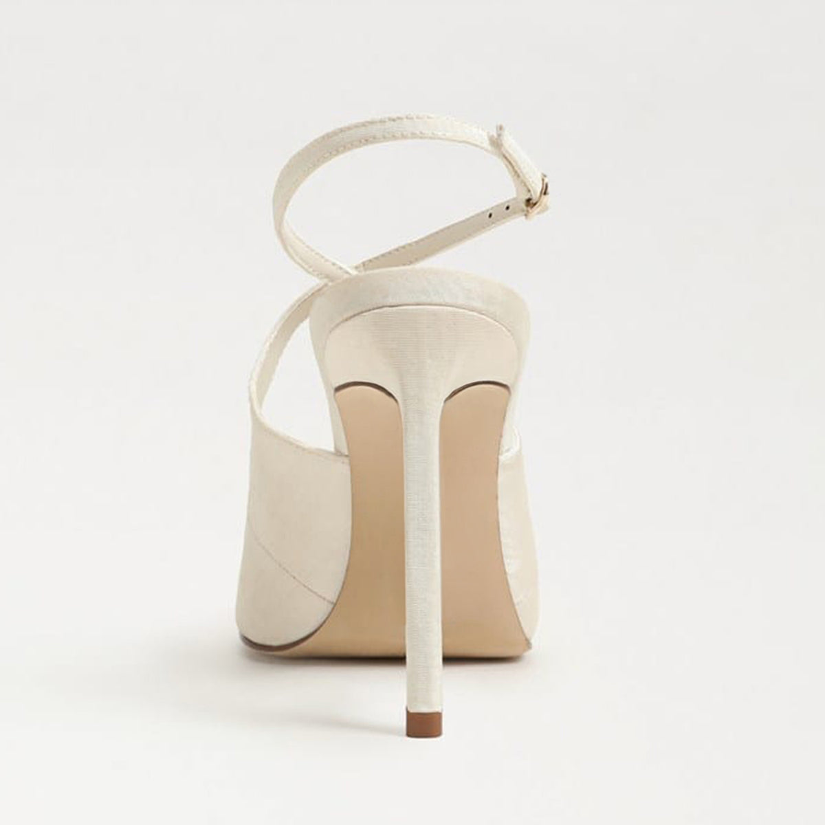Ivory Satin Pointed-Toe Crossed Strap Chic High Heels