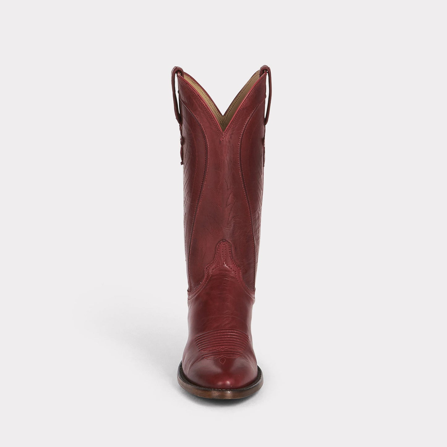 Red Round-Toe Simple Mid Calf Chic Classic Cowgirl Boots