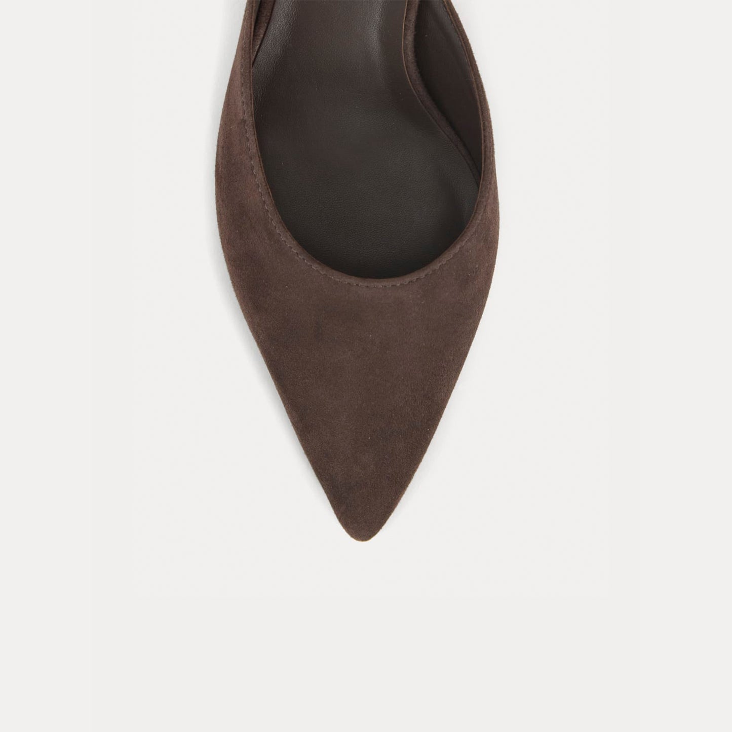 Dark Chocolate Faux Suede Pointed-Toe Slip-On Backless Kitten Heels