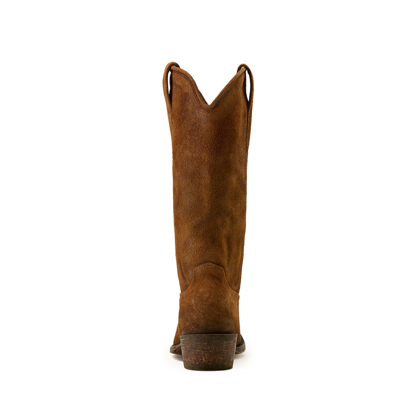 Brown Faux Suede Round-Toe Simple Mid Calf Classic Cowgirl Boots