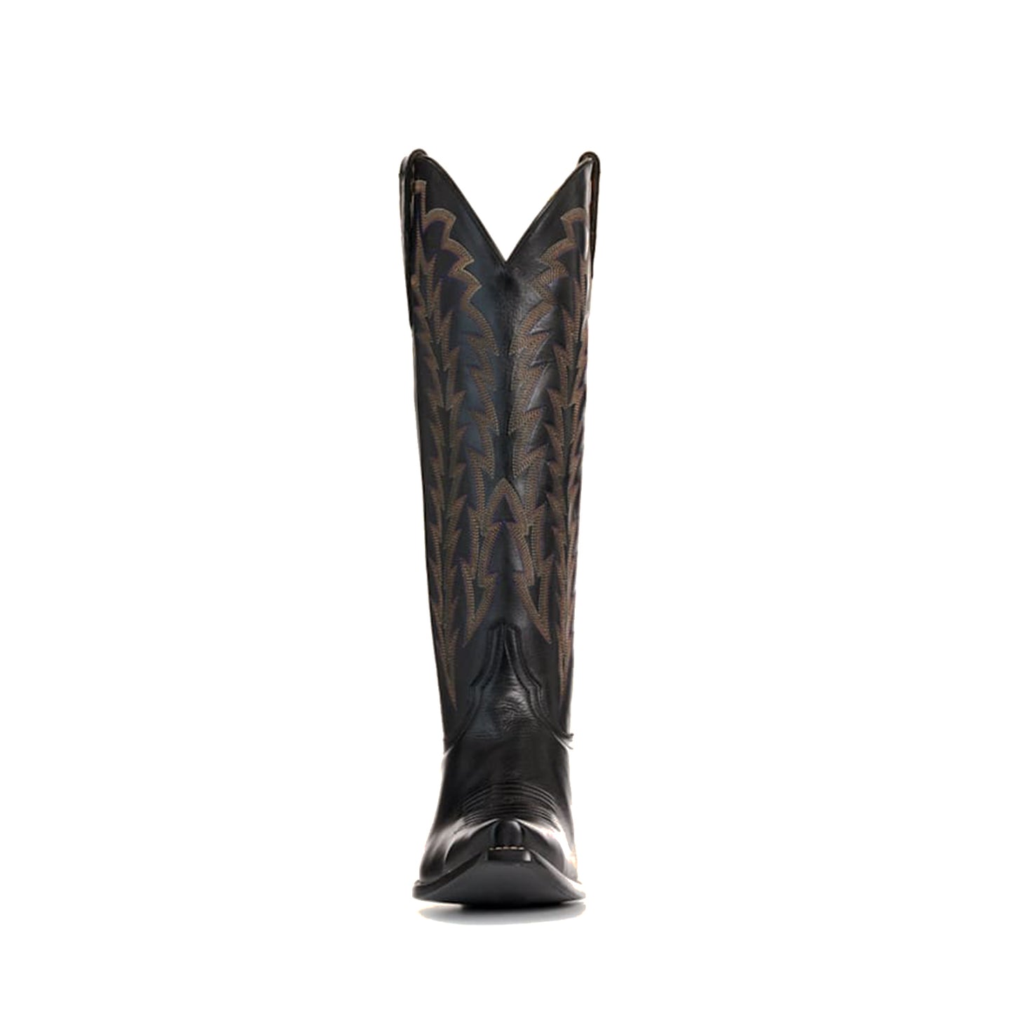 Black Snip-Toe Embroidery Sleek Mid Calf Classic Cowgirl Boots