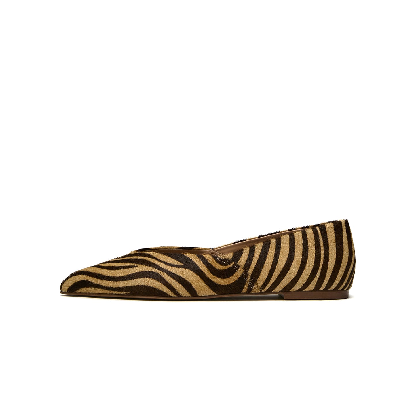 Zebra Print Pointed-Toe Slip-On Stylish Flats