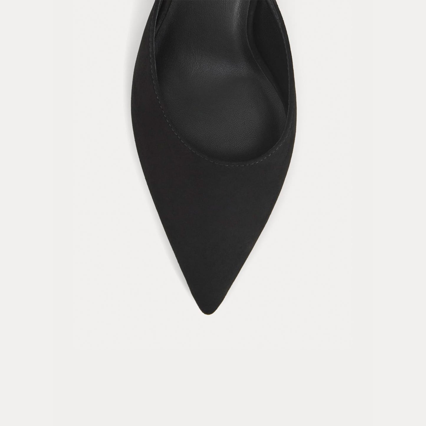 Black Faux Suede Pointed-Toe Slip-On Backless Kitten Heels