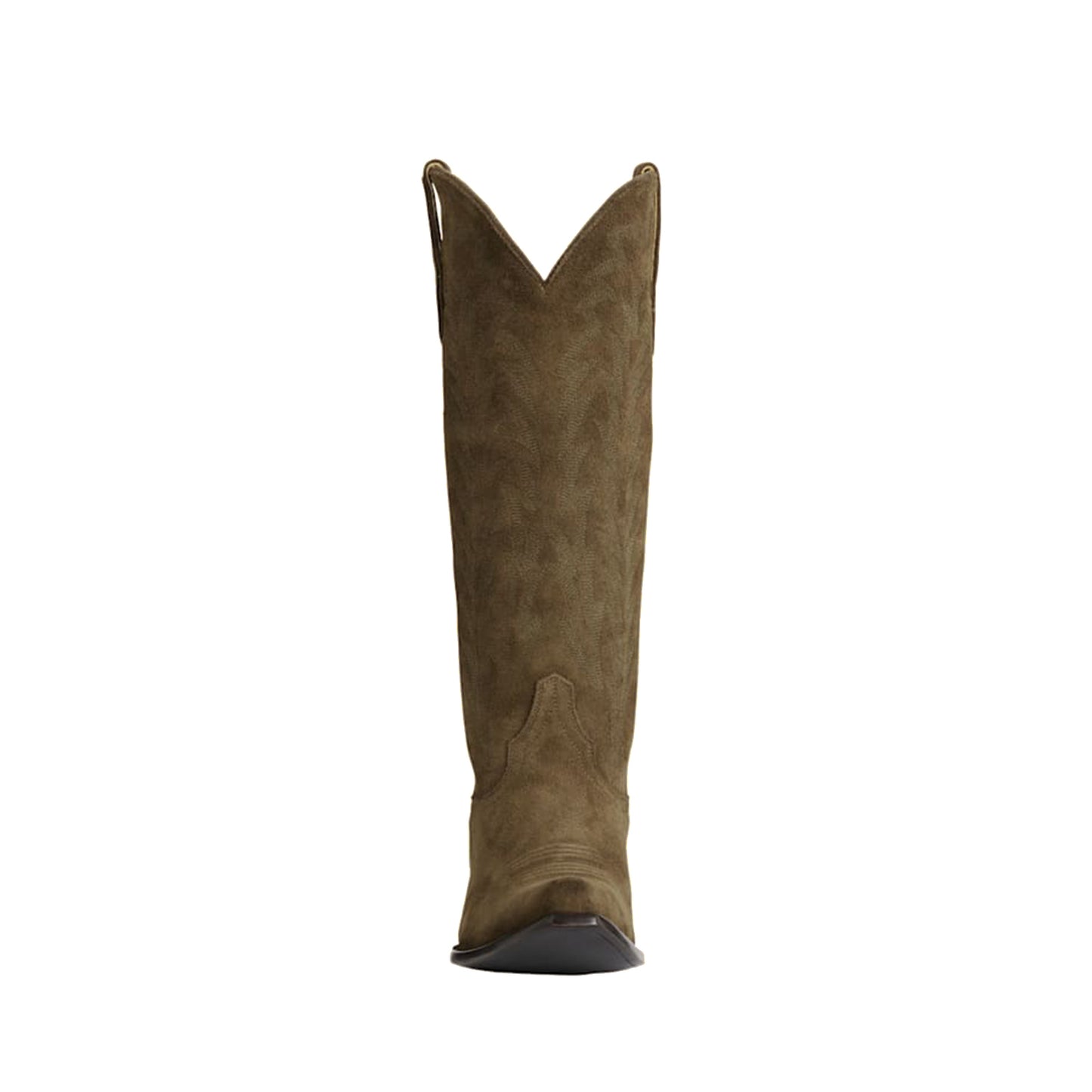 Green Faux Suede Snip-Toe Embroidery Sleek Mid Calf Classic Cowgirl Boots
