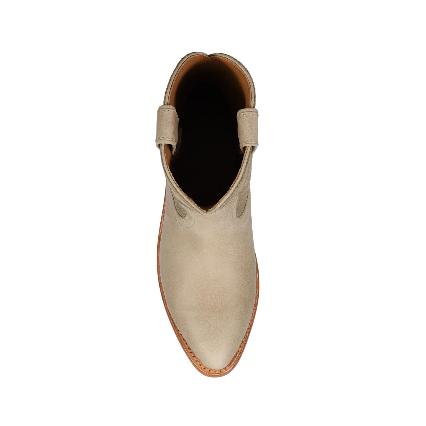 Light Khaki Round-Toe Simple Slip-On Ankle Cowgirl Boots