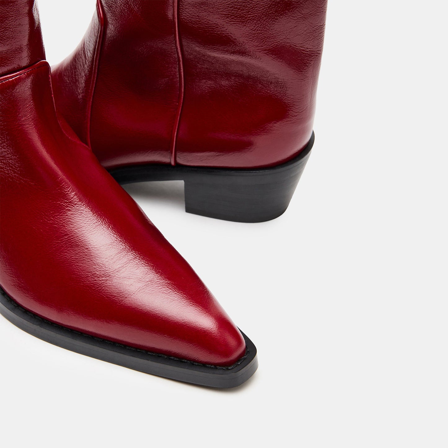 Red Snip-Toe Chic Slip-On Ankle Cowgirl Boots