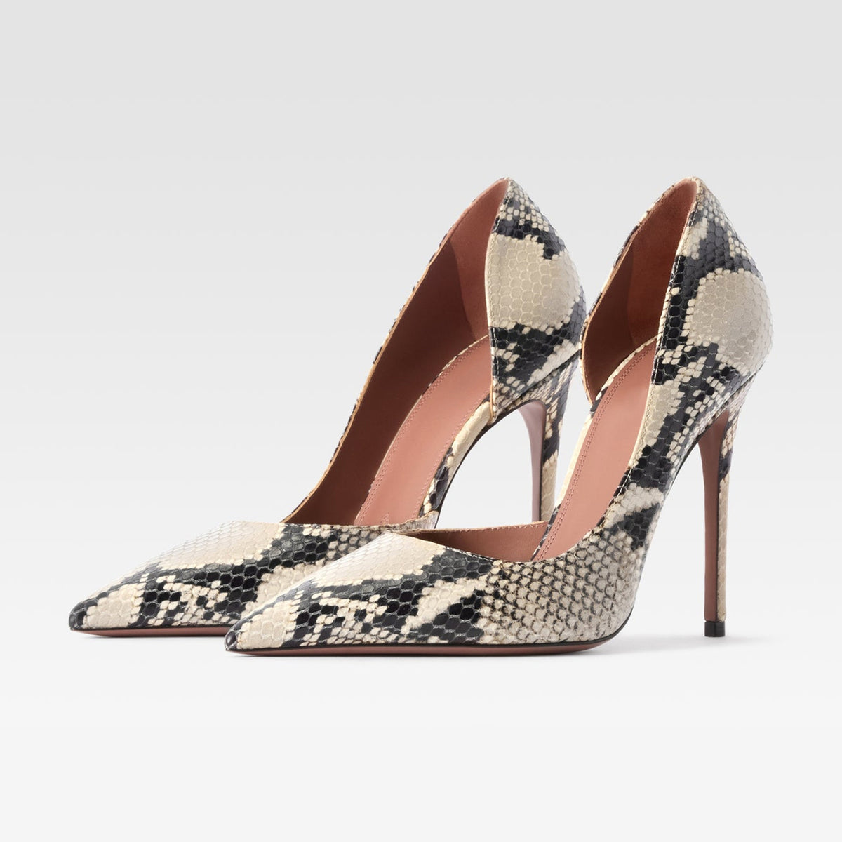 Clear Snakeskin Pattern Vegan Leather Pointed-Toe Slip-On Pumps High Heels