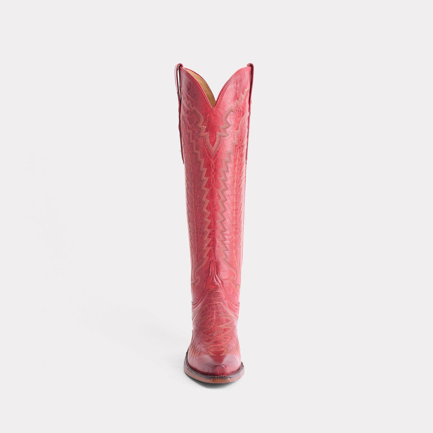 Red Snip-Toe Western Embroidery Wide Calf Chic Knee High Cowgirl Boots