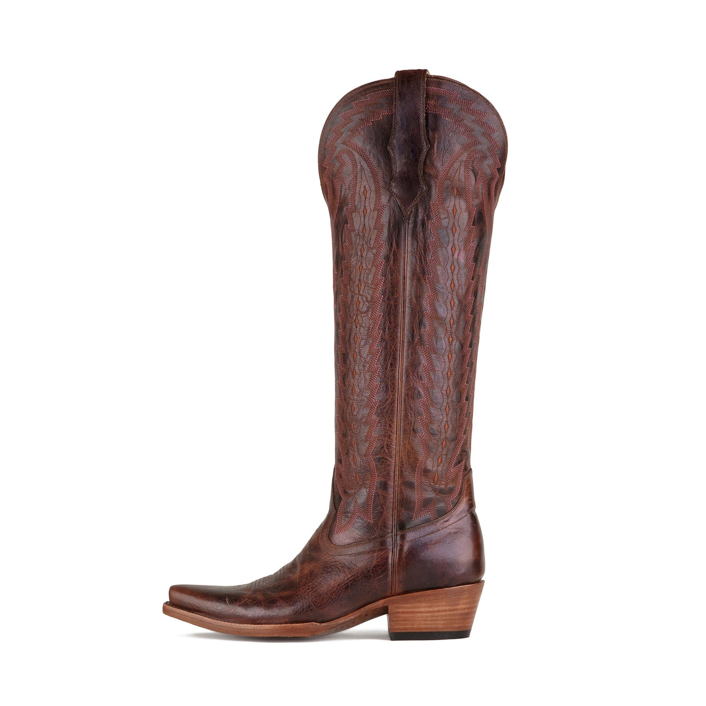 Cognac Snip-Toe Western Embroidery Classic Wide Calf Knee High Cowgirl Boots