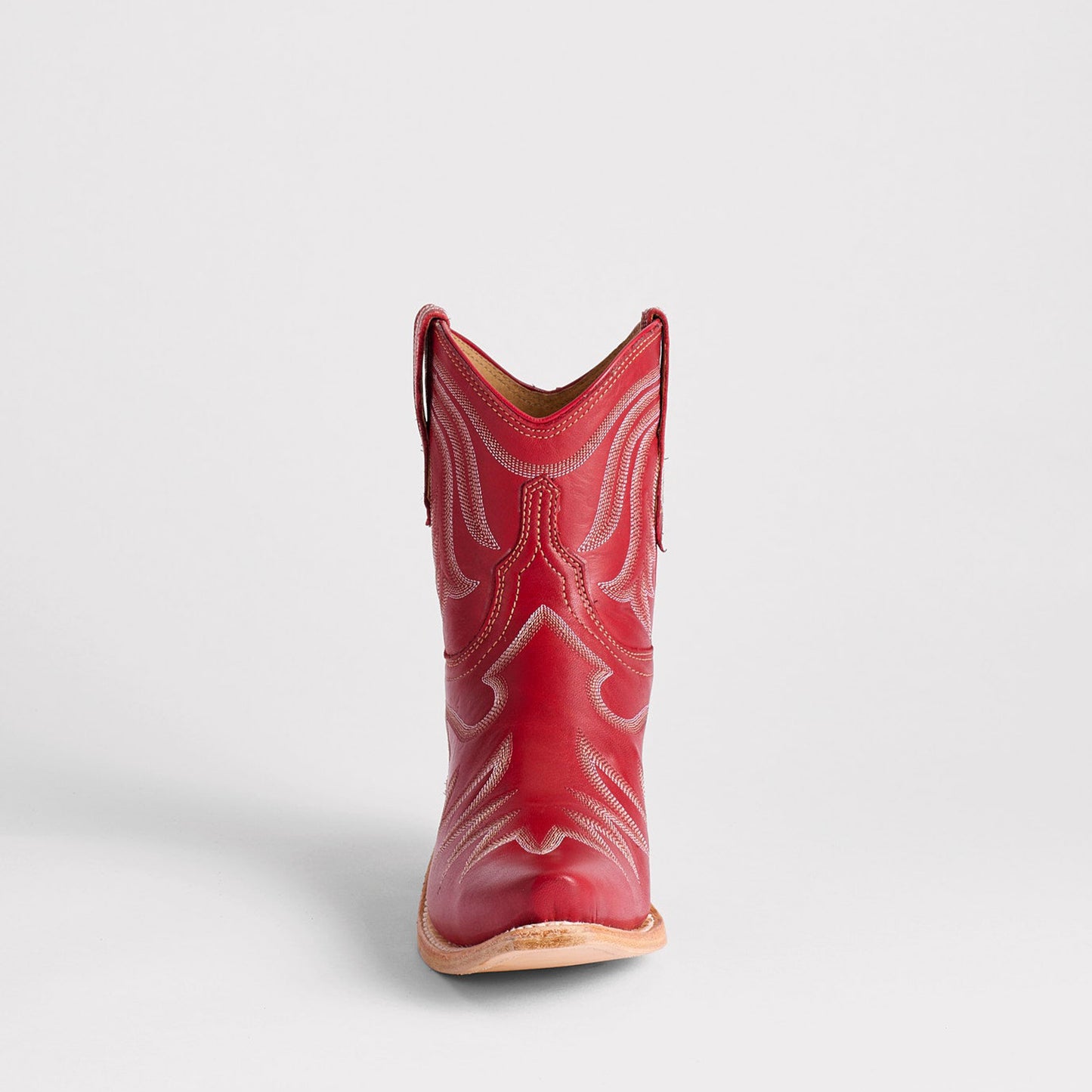 Red Snip-Toe Delicate Embroidery Western Ankle Cowgirl Boots