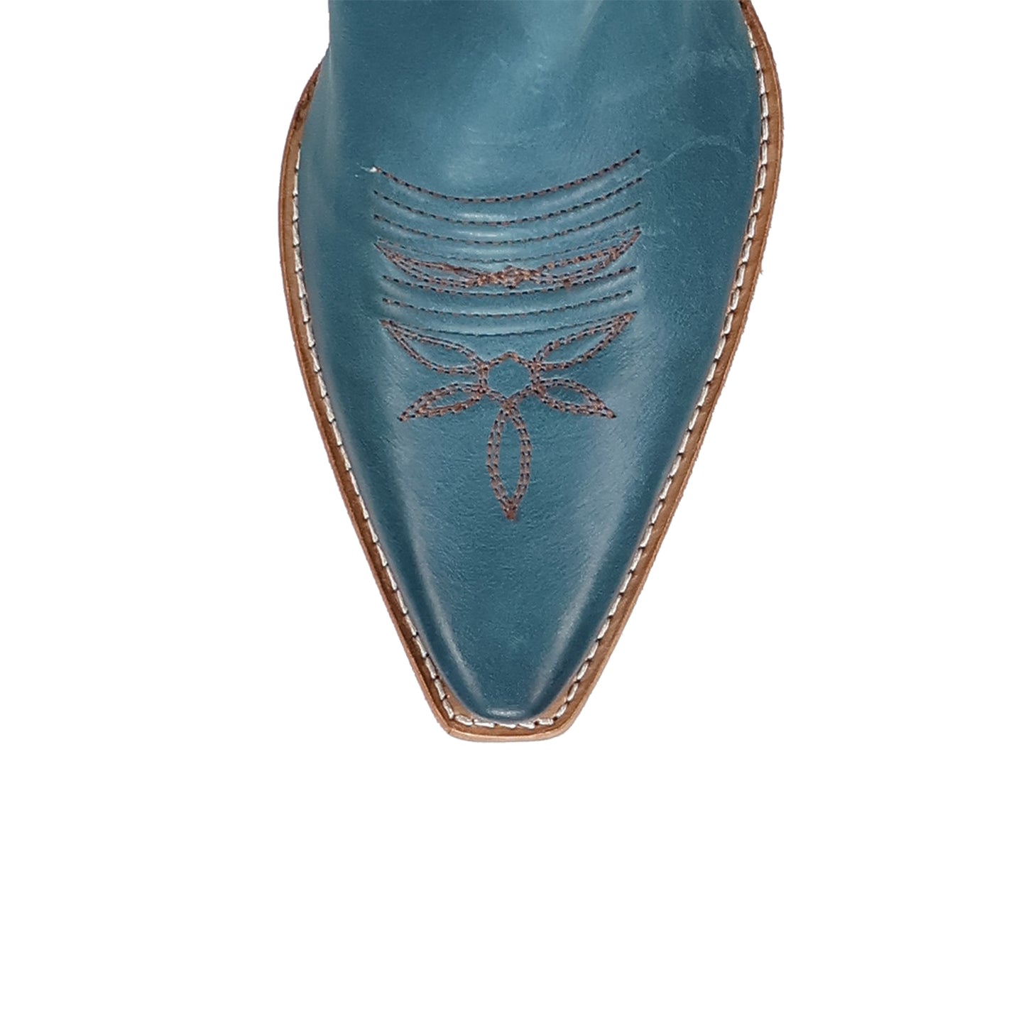 Blue Snip-Toe Grace Embroidery Mid Calf Cowgirl Boots