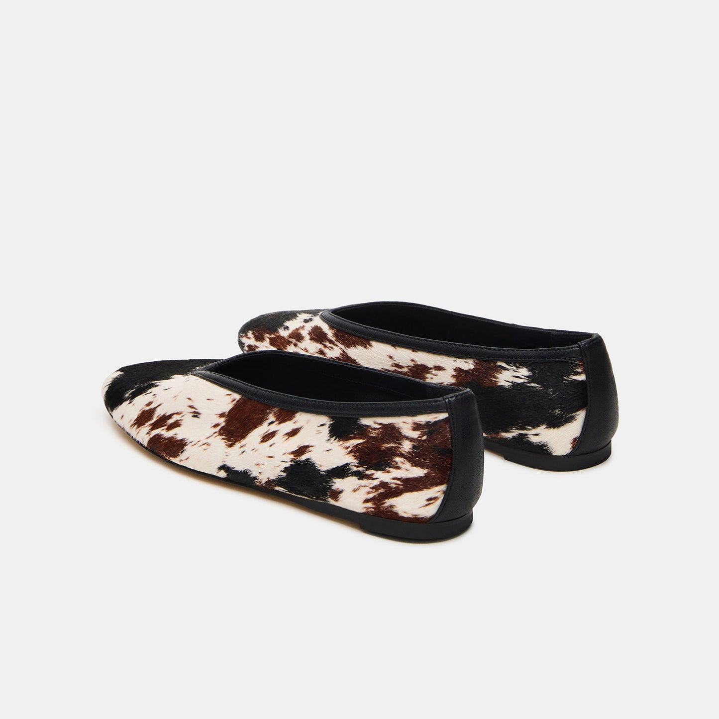 Cow Pony Hair Elegant Square-Toe Slip-On Flats