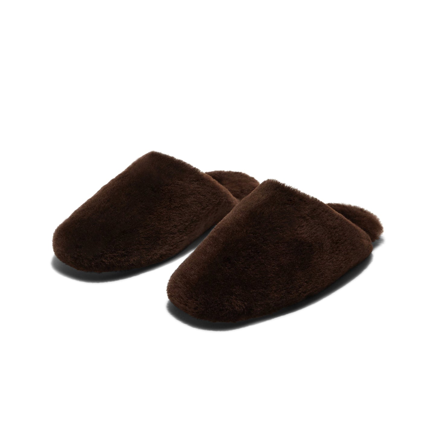 Chocolate Plush Square-Toe Slip-On Backless Slippers Flats