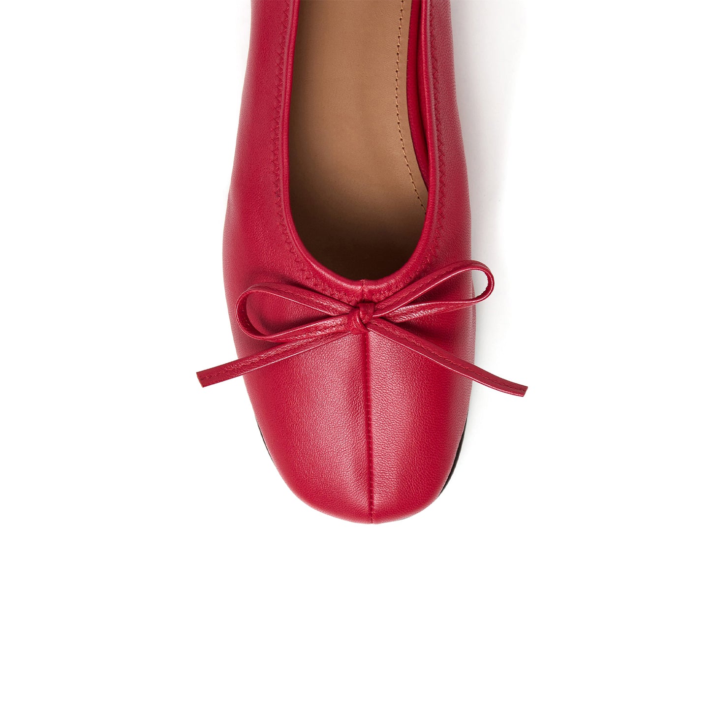 Red Square-Toe Classic Front Bow Slip-On Ballet Flats