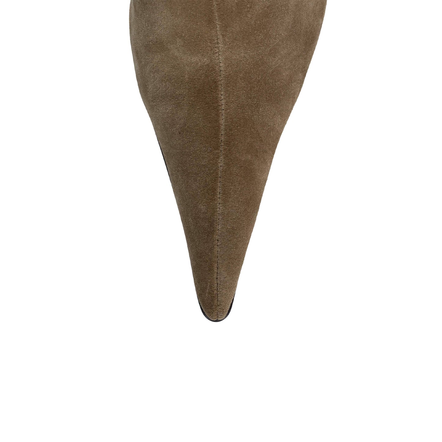 Camel Faux Suede And Plush Pointed-Toe Full-Zip Ankle Stiletto Boots