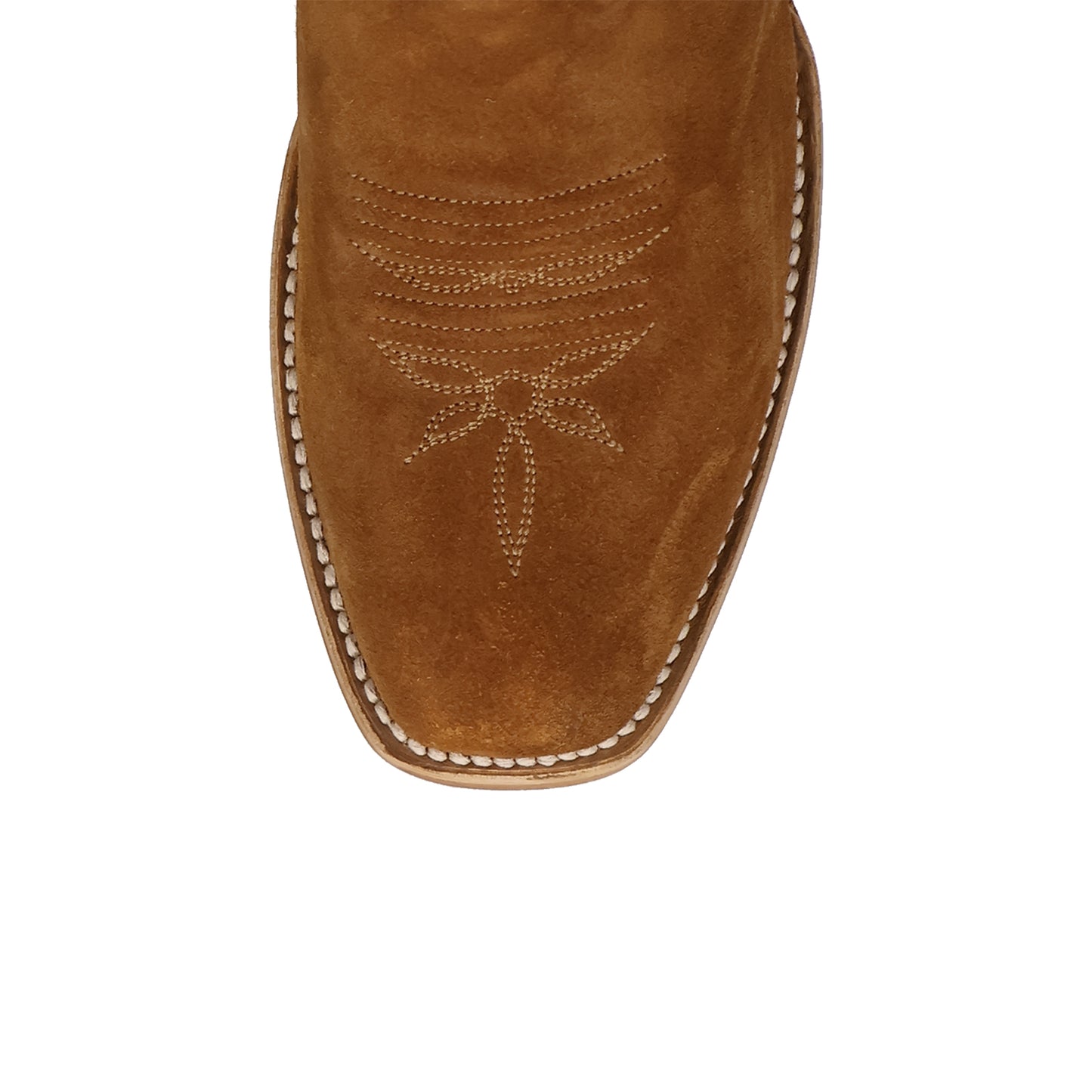Contrast Turquoise Vegan Leather And Tan Faux Suede Square-Toe Embroidery Mid Calf Cowgirl Boots